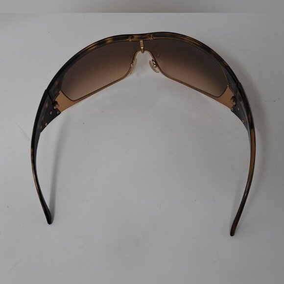 Prada Women's Sunglasses Shield Triangle Logo Mask Gold Tortoise Brown SPR 621 - Picture 14 of 14